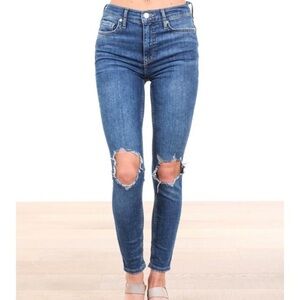 Free People Midnight Blue Destroyed Jeans NWT 25